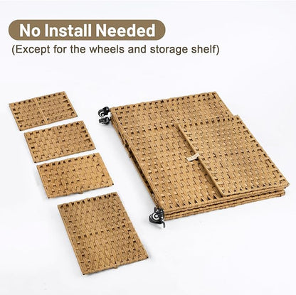 Laundry Hamper with Wheels, 42.3 Gal. Laundry Sorter with Shelves, Rattan - Image 7