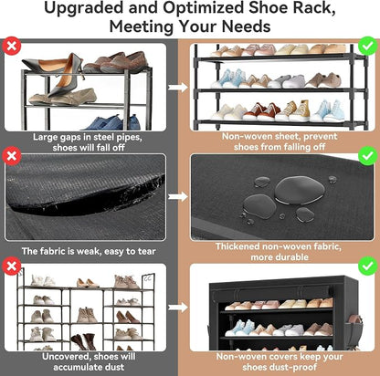 LANTEFUL Shoe Rack with Covers 5 Tier Tall Shoe Rack Organizer Large Capacity - Image 7