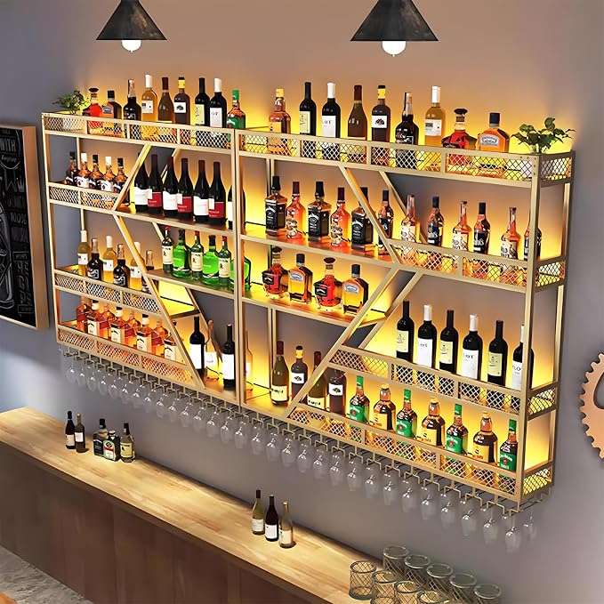 94.48in Metal Wine Rack Wall Mounted, Modern Wine Storage Rack Wall Mounted - Image 4
