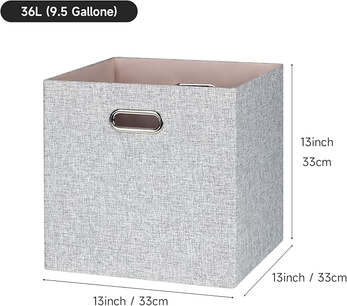 Posprica Collapsible Storage Bins, 13×13 Foldable Storage Cube Boxes Fabric - Image 2