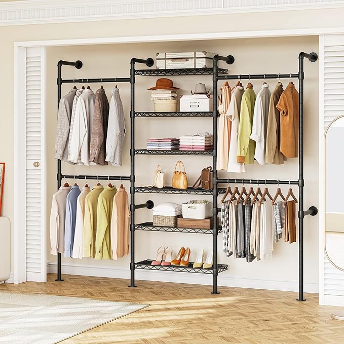 ONBRILL H3 Expandable Wall Mounted Closet System, 5.4FT-8.1FT Closet Organizer by ONBRILL