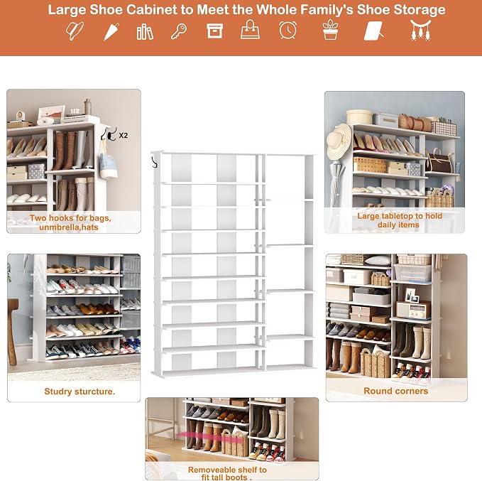 HOMEFORT 10 Tiers Shoe Rack, 50 Pairs Large Shoe Shelf, 61.8" Tall Shoe Tower - Image 6