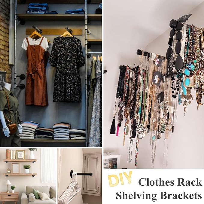 Cast Iron Wall Mounted Clothes Rack, Heavy Duty Industrial Pipe Clothing Rack - Image 6