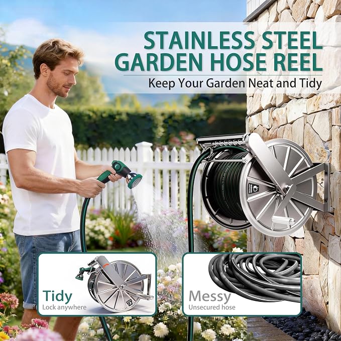 Stainless Steel Garden Hose Reel - Image 2