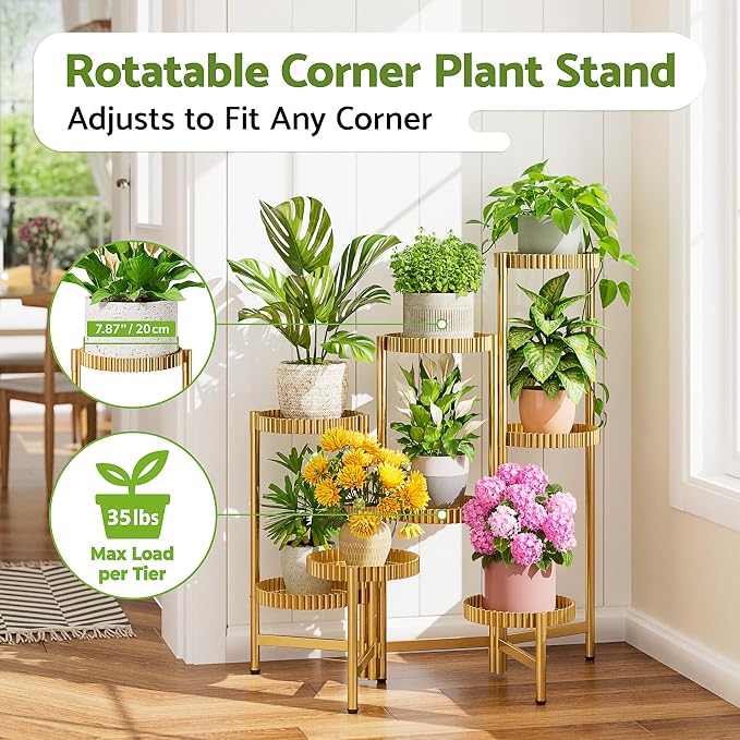 Stand Plants, 8 Tier Metal Tiered Plant Stands Indoor, Corner Flodable Plant - Image 2