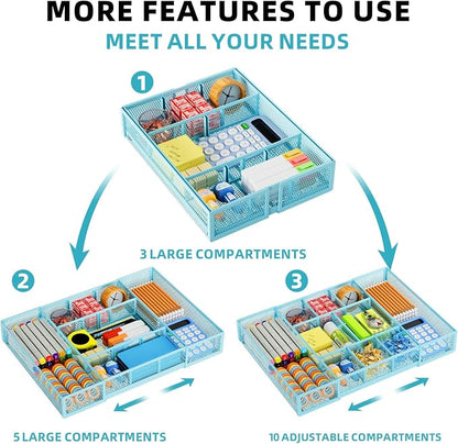 Marbrasse Expandable Desk Drawer Organizer, Mesh Drawer Organizer Tray - Image 5