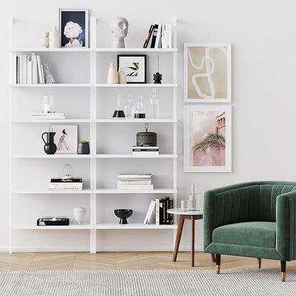 Nathan James Theo 6-Shelf Tall Modern Bookshelf, Wall Mount Ladder Shelf - Image 3