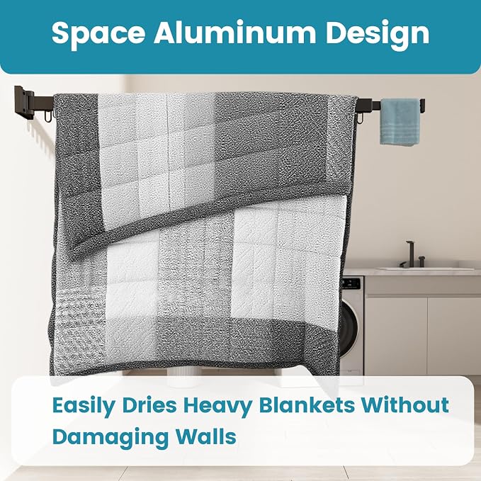 Abiglifty Clothes Drying Rack Wall Mounted, Laundry Drying Rack Collapsible - Image 6