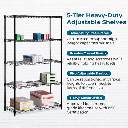 Honey-Can-Do 5-Tier Steel Shelving Unit, 800 lb/Shelf, 000 lb total across 5 - Image 7