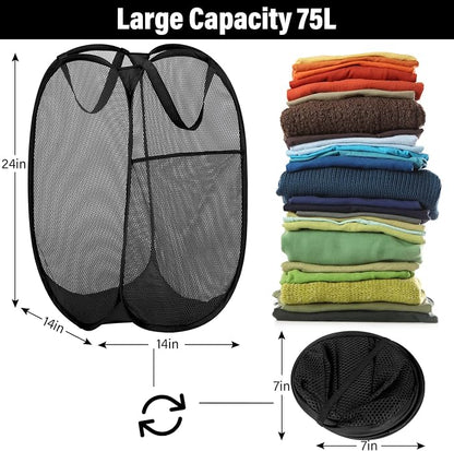 BATTOO Deluxe Strong Mesh Pop up Laundry Hamper Basket - Image 3