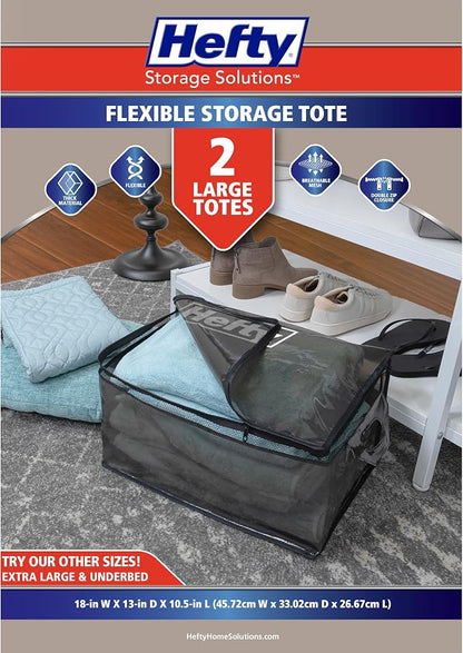 Hefty Large Flexible Tote with Breathable Mesh, Double Zipper, 2 Handles – Ideal - Image 2