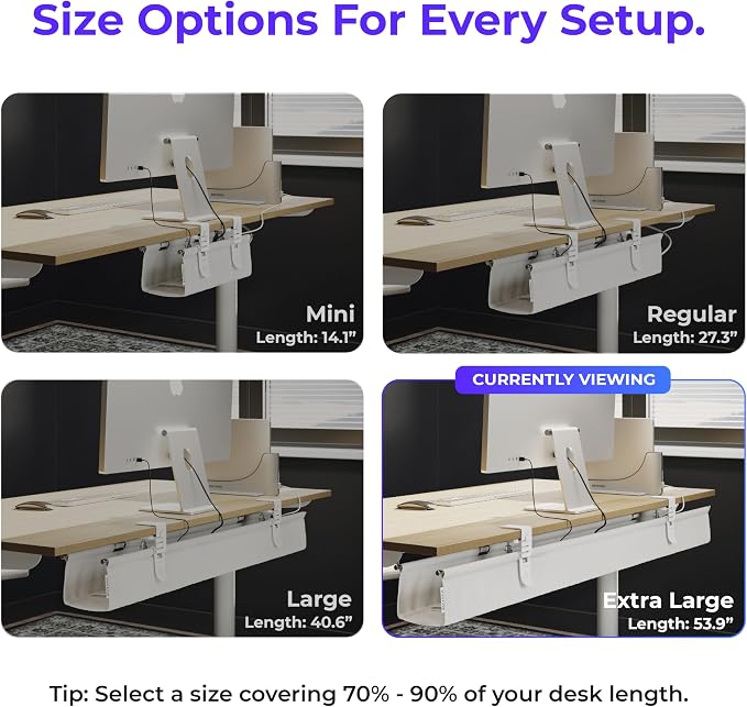 Ascrono Original No Drill Under Desk Cable Management Tray 53.9" - Image 4
