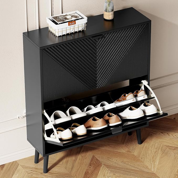 oakvivo Shoe Cabinet Storage, Farmhouse Freestanding Organizer - Image 8
