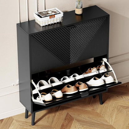 oakvivo Shoe Cabinet Storage, Farmhouse Freestanding Organizer - Image 8