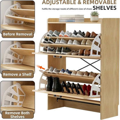 Shoe Storage Cabinet for Entryway, 2 Flip Drawers - Image 6