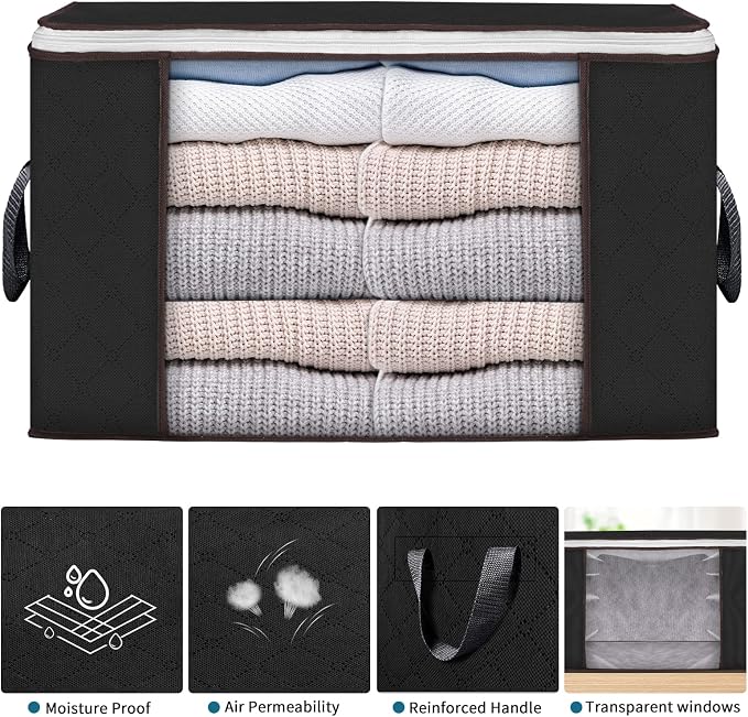 Large Storage Bags, 8 Pack Clothes Storage Bins Foldable Closet Organizers - Image 4