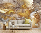 -Golden Clouds Ceiling Fabric Wallpaper Living Room Bedroom Bathroom Modern Boys Girls Kids Room Abstract Large Mural- 91"x65"（ not Peel and Stick）