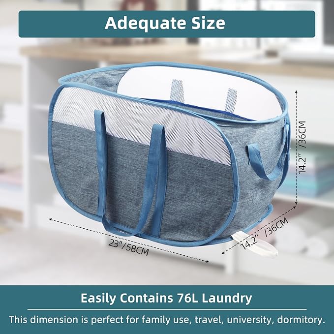 Collapsible Laundry Baskets, Tear Proof Pop Up Laundry Hamper - Image 5