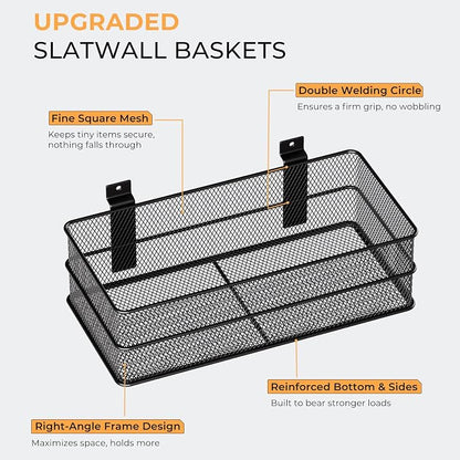 INCLY 4 Pack Upgrade Slatwall Baskets, Heavy Duty Metal Mesh Basket | Mounted - Image 3