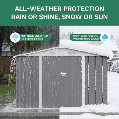 JUMMICO 10x12 FT Outdoor Storage Shed, Heavy Duty Metal Shed - Image 5