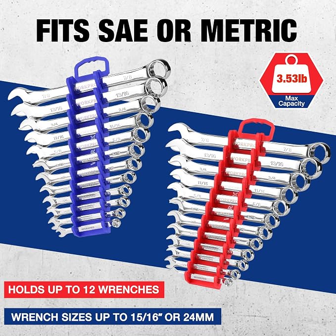 WORKPRO 2-Pack Magnetic Wrench Organizer, 12-Piece Gripper Wrench Holder - Image 5