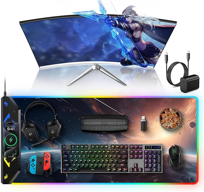 TopMade Wireless Charging Mouse Pad, RGB Gaming Mousepad, 35.4" x 15.8" Extra by TopmadeProduct-Ordernow