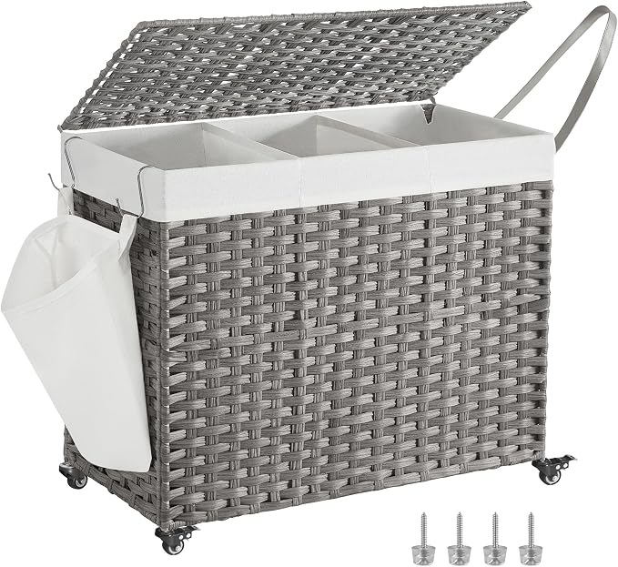 SONGMICS Laundry Hamper with Lid, 42.3 Gallons, Rolling Laundry Basket with by Unknown