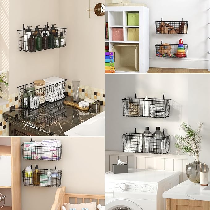 2 Sets Black Extra Large Hanging Wall Basket - Image 7