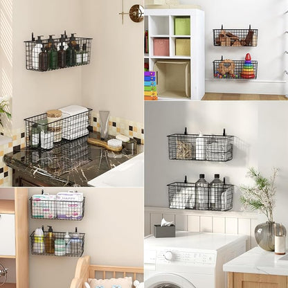2 Sets Black Extra Large Hanging Wall Basket - Image 7