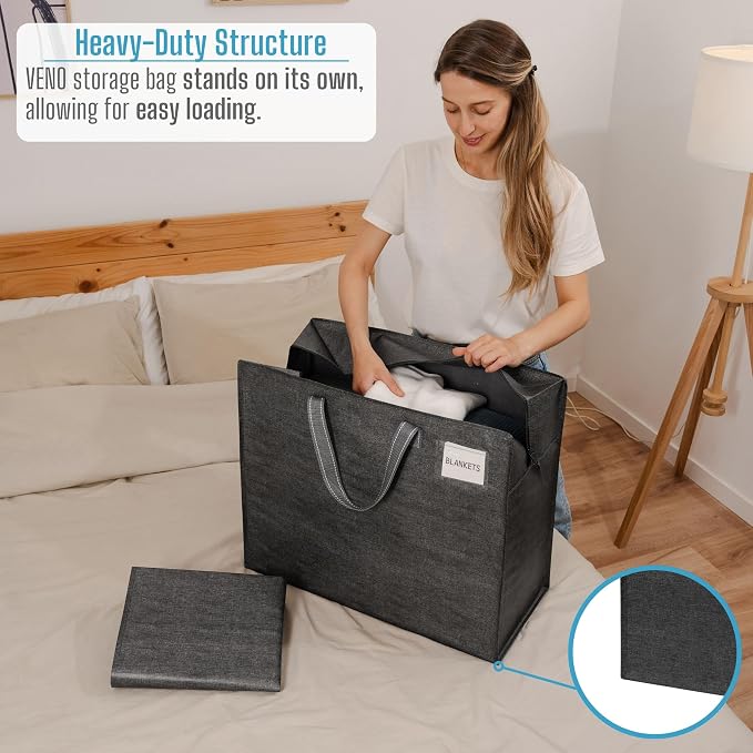 VENO 4 Pack Heavy Duty Moving Bags, Storage Bags, Packing Supplies, Top Zipper - Image 2