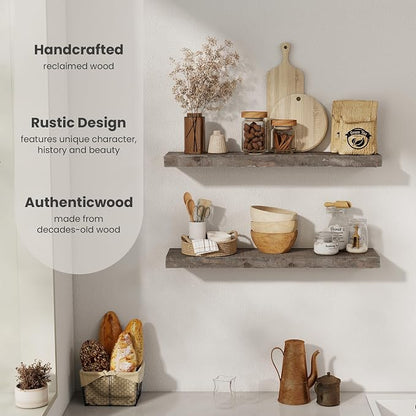 Floating Shelves, 8 Inch Deep Rustic Solid Reclaimed Wood Wall Shelves - Image 6
