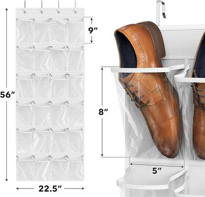 Simple Houseware 24 Pockets Large Clear Pockets Over The Door Hanging Shoe - Image 2