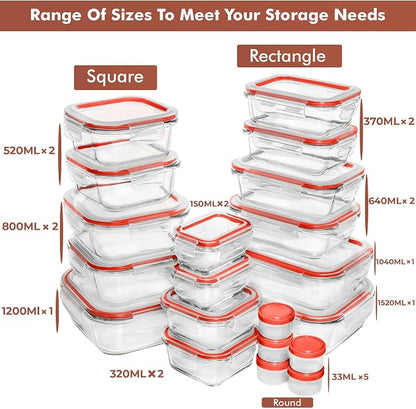 Razab 35 Pc Set Glass Food Storage Containers - Image 2