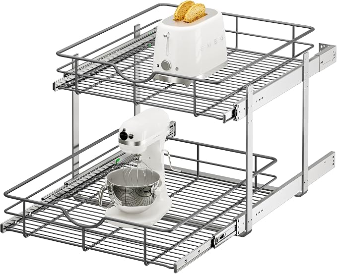 ALINE FURNITURE 2-Tier Pull Out Cabinet Organizer by ALINEFURNITURE