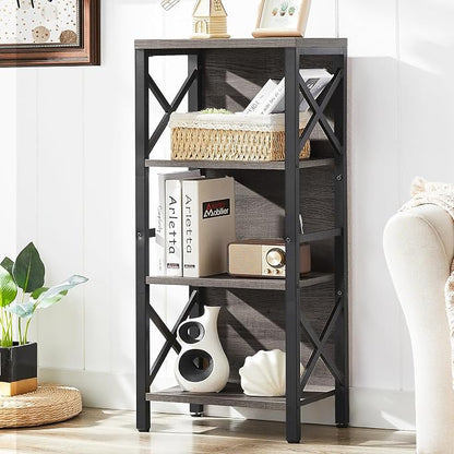 Small Bookshelf, 4 Tier Industrial Bookcase by MNEETRUNG