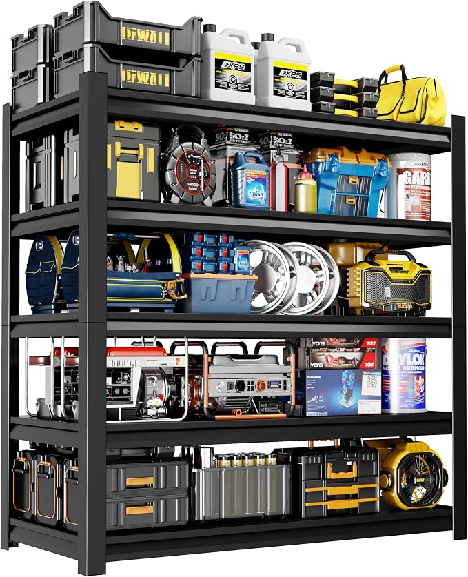 59" W Garage Shelving, 5-Tier Heavy Duty Shelving Unit, 3000LBS Adjustable by Unknown