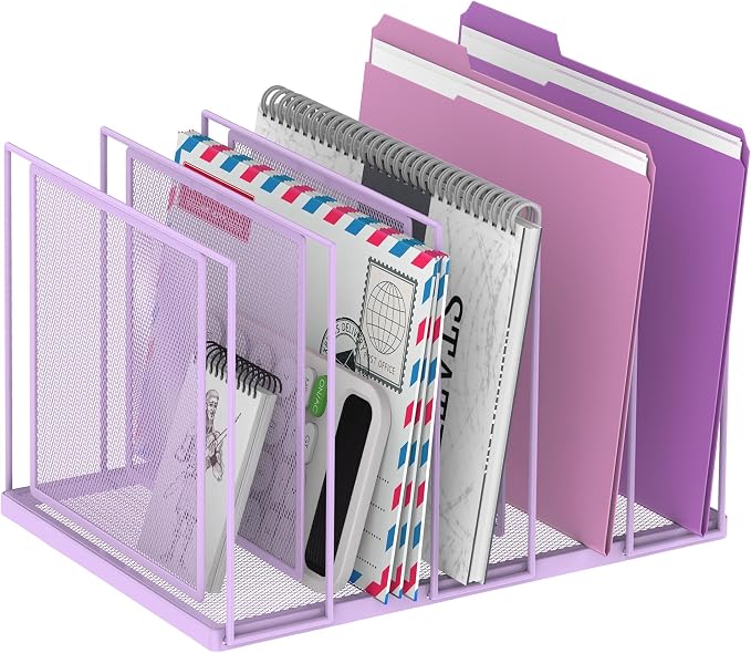 File Organizer for Desk, 5-Section Vertical File Sorter, Paper Holder Organizer by JMHUD