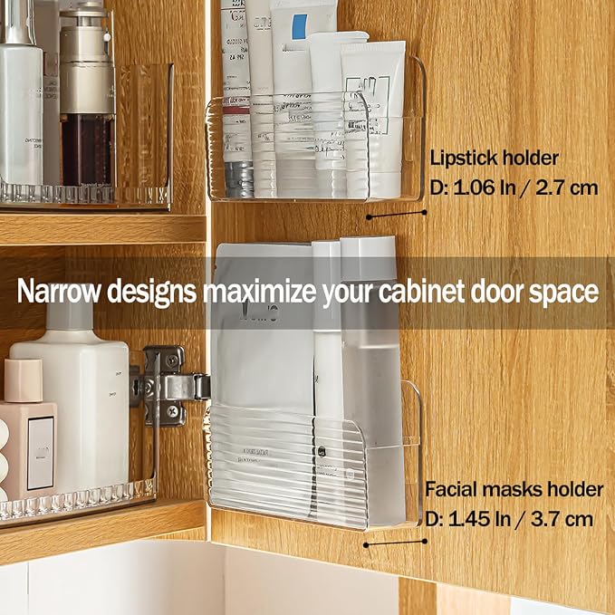Bathroom Medicine Cabinet Organizer Set, Small Narrow Compact Shelves Holder - Image 3