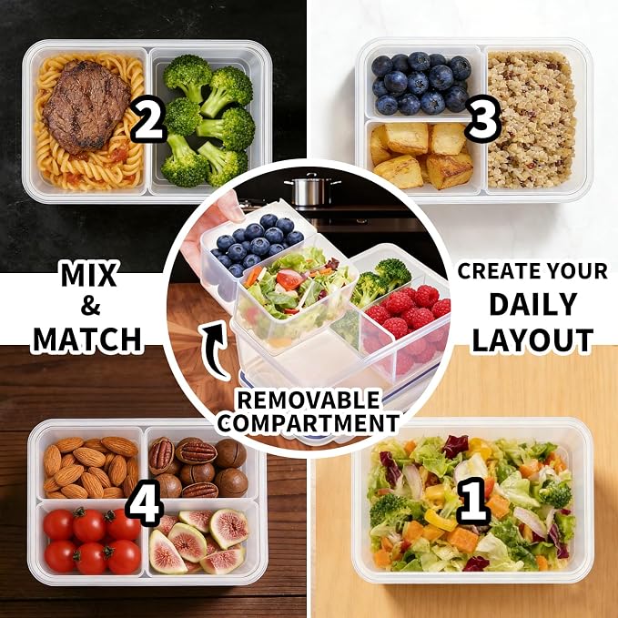 KIGI Meal Prep Containers for Lunch, Leak-Proof, Airtight lid, Microwave Safe - Image 2