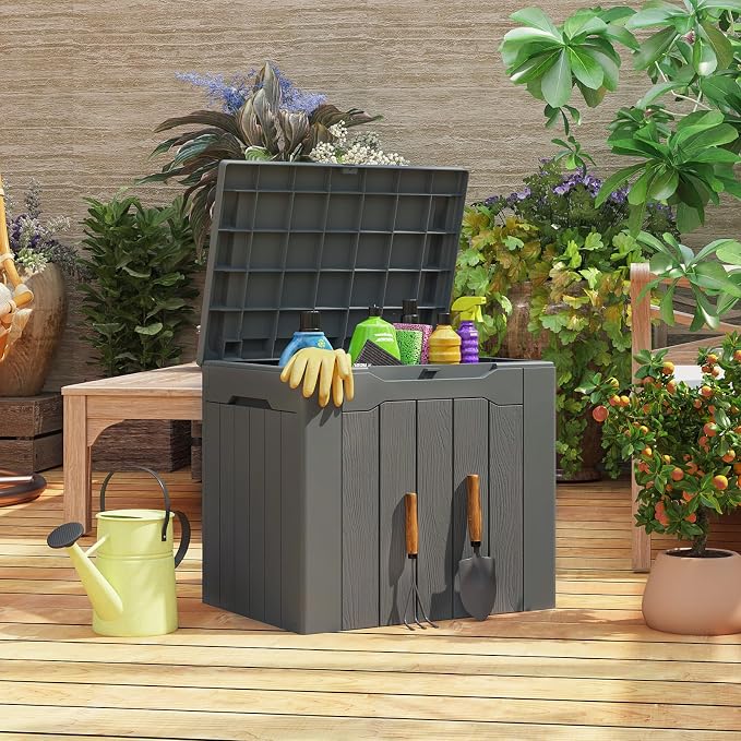 Patiolife 30 Gallon Resin Deck Box, Small Outdoor Storage by Patiowell