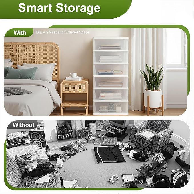 Plastic Drawer Storage Organizer Rolling Cart, Vertical Storage Tower Container - Image 6