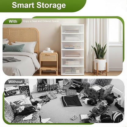Plastic Drawer Storage Organizer Rolling Cart, Vertical Storage Tower Container - Image 6