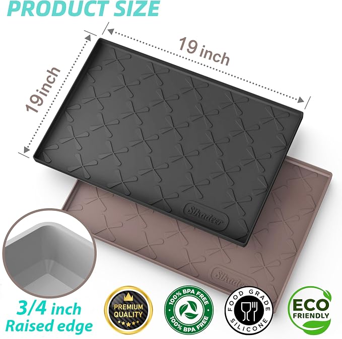 SIKADEER 19" x 19" Under Sink Mat Waterproof, Silicone Mat Kitchen Drawer Shelf - Image 3