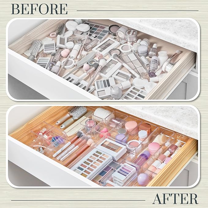 STORi SimpleSort 18-Piece Stackable Clear Drawer Organizer Set | Multi-size - Image 6