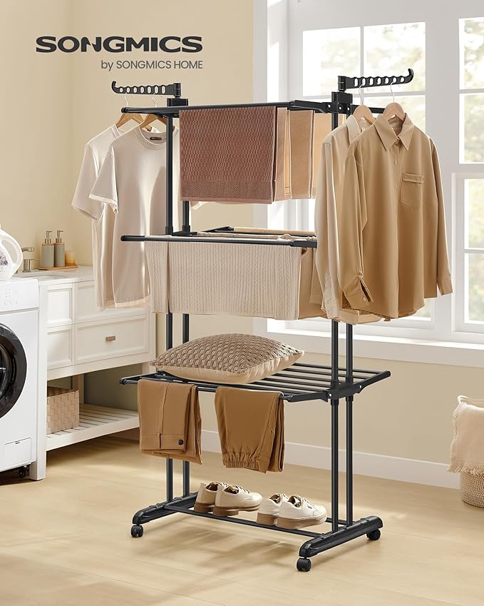 SONGMICS Clothes Drying Rack Stand 4-Tier, Foldable Laundry Drying Rack - Image 2