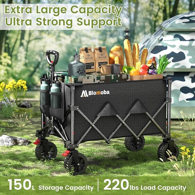 Blomoba Collapsible Wagon Cart, 150L Foldable Wagon - Image 4