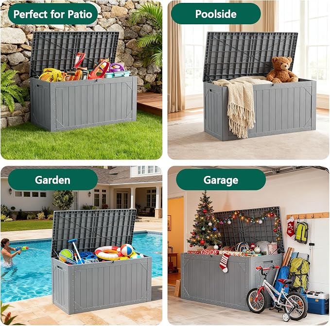 Outdoor Storage Box, 100 Gallon Deck Box Outdoor Storage Bench Outside - Image 2