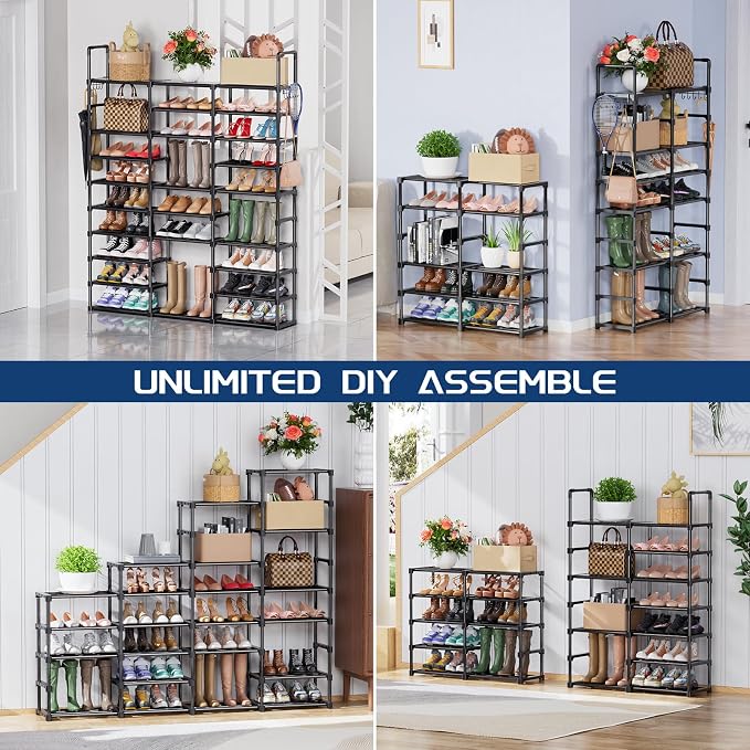 Mavivegue 10 Tiers Shoe Rack Tall Shoe Organizer Shoe Storage 55-65 Pairs - Image 3