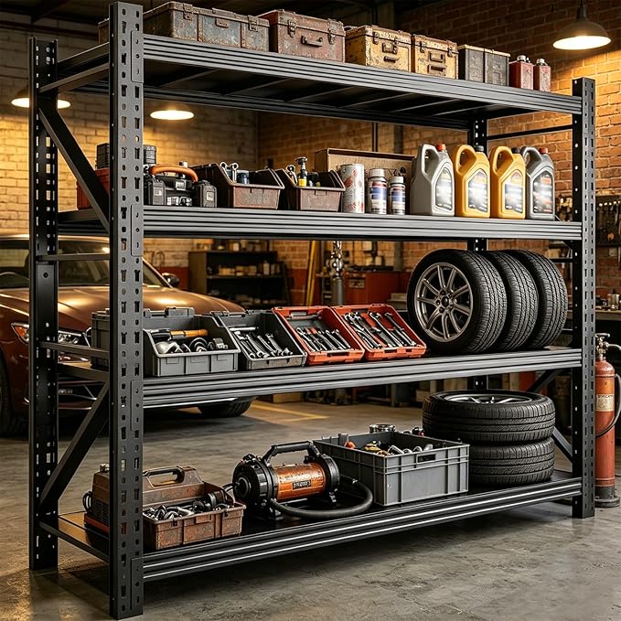 57''W Heavy Duty Storage Shelves, 4000LBS Metal Garage Shelving Units, 4 Tier by Unknown
