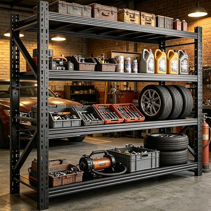 48''W Heavy Duty Storage Shelves, 3600LBS Metal Garage Shelving Units, 4 Tier by Unknown